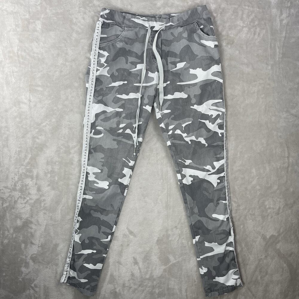 Venti6 Italian Stretch Camo Side Stripe Studded Jogger Pants Womens Medium Y2K